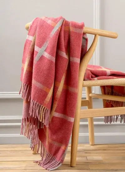 Grapefruit Windowpane Lambswool Throw